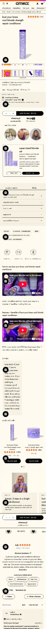 Amika — bust your brass — cool blonde strength repair conditioner mobile