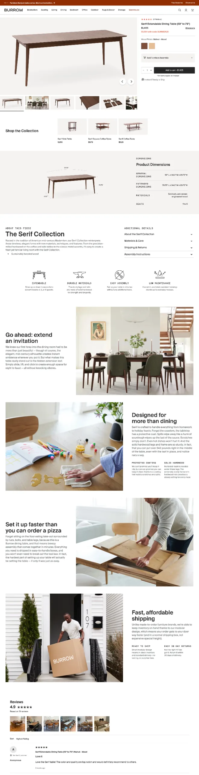 Burrow — Serif Extendable Dining Table desktop
