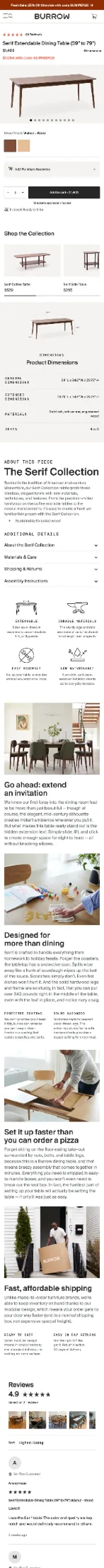 Burrow — Serif Extendable Dining Table mobile