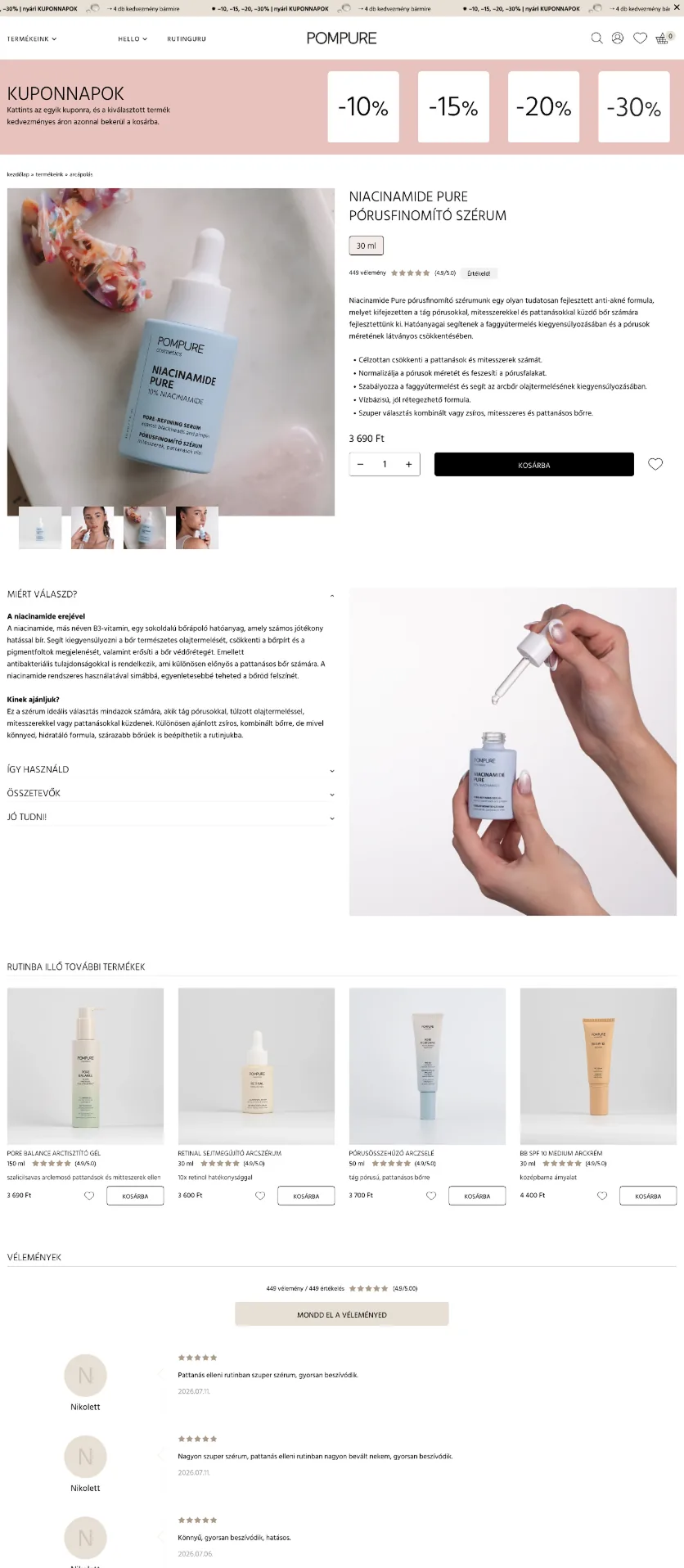 Pompure — Niacinamide Pure Porusfinomito Szerum 30 Ml desktop